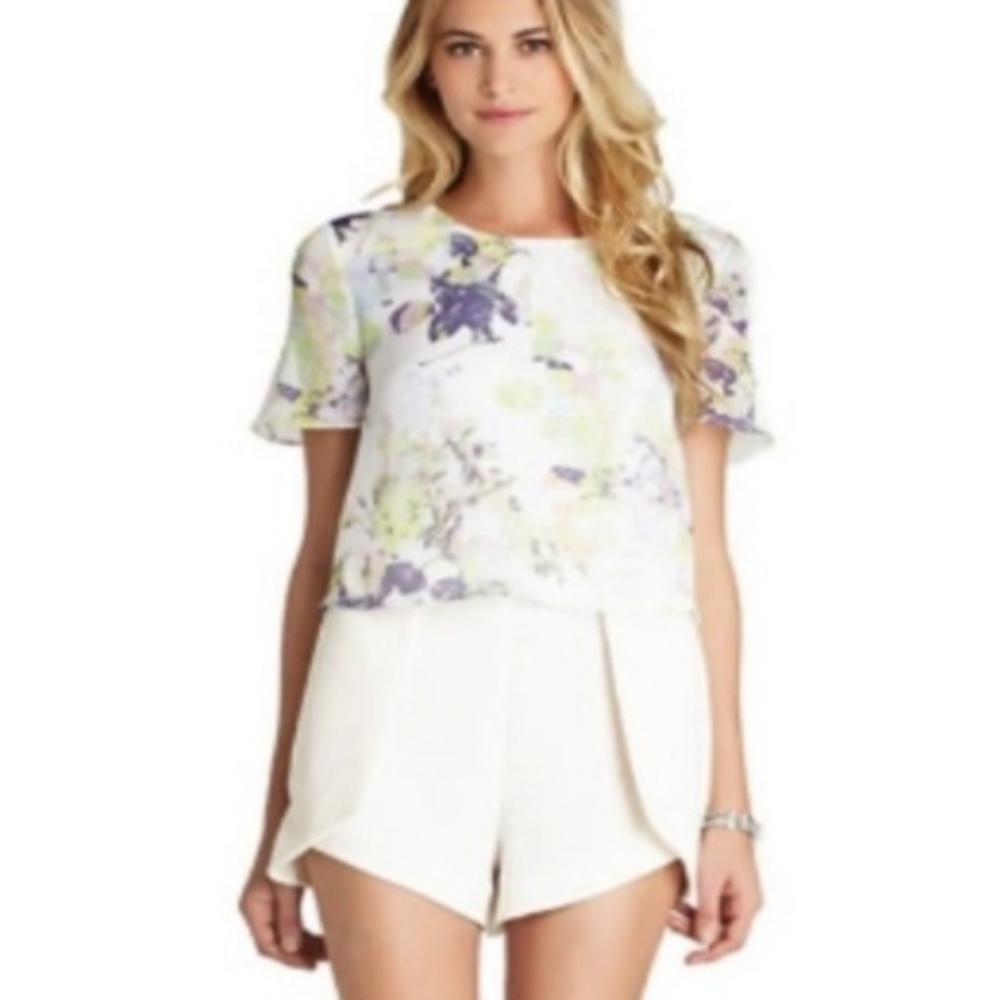 Bcbgeneration Romper Whisper White MultiColor Open Back sz 2